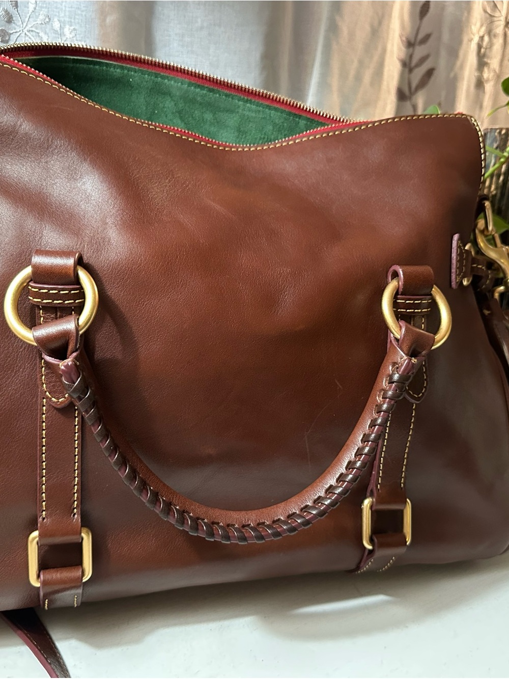 Chestnut Dooney & Bourke Florentine Leather Satchel NWT - Picture 5 of 13